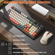 ZIYOU LANG T96 Wireless Gaming Keyboard and Mouse Combo, Dual Bluetooth and 2.4G, RGB Backlit Mechanical Feeling Keyboard with Smart Display and Multimedia Knob, 4000 DPI Gaming Mouse