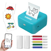 Kiddos Sticker Maker Machine, Ink-Free Thermal Printing, Portable Rechargeable DIY Craft Kit with Markers, Sticker Rolls, USB-C Cable for Kids 8+