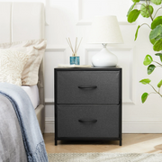 Mainstays MSS436249972003 2 Drawer Fabric Storage Nightstand, Grey