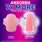 Always Radiant Extra Heavy Overnight Pads with FlexFoam Technology, Size 5, Unscented, 34 Count