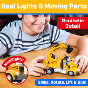 Force1 Mini Firefighter RC Truck 2-Pack, 1:64 Scale Spray and Lift Fire Trucks with LED Lights, Rechargeable, 2.4GHz Remote Control