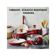 GreenPan CC002330-001 Rio Ceramic Nonstick 16-Piece Pots & Pans Cookware Set, Red