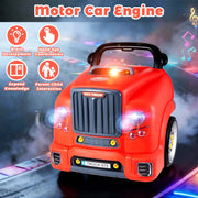 Liegorji Interactive Red Truck Engine Toy with Lights and Sounds, Detachable Parts, Electric Drill, Educational Pretend Play for Kids Ages 1-8, Red