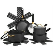 Thyme & Table 12-Piece Nonstick Granite Cookware Set, Gunmetal, Aluminum, Induction Compatible, Oven Safe, TT1384R