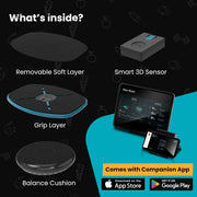 GoCube GoBalance Sport Balance Board with Bluetooth Connectivity, 12 Interactive Games, Core Strength Training, Black with Blue, 411545