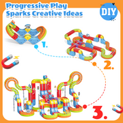 BRISTLIX 141PCS Electric Train Set with Flexible 3D Magnetic Race Track STEM Toy for Kids Ages 3-8, 699-68A