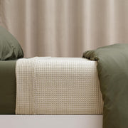PHF Cotton Waffle Weave Blanket, Lightweight Breathable 100% Cotton, Linen Color, Queen Size 90 x 90 in