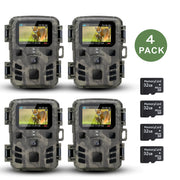 SuntekCam HC-Mini301-D 24MP 1080P Mini Game Trail Camera 4 Pack with 32G Micro SD Card, Mini301-4Pack
