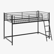 Zimtown Junior Metal Twin Loft Bed, Black, 350lb Capacity, 15-Inch Guardrails, Adjustable Ladder