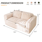 GOODONE Bean Bag Chair Sofa, Giant Loveseat, Luxurious Bubble Fabric, Soft Plush, Beige, 2-Seater
