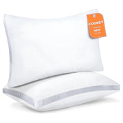 Cookey Queen Size Bed Pillows Set of 2, Luxury Hotel Quality, Gusseted Ergonomic Support, Hypoallergenic Down Alternative Filling, 20 x 30 in