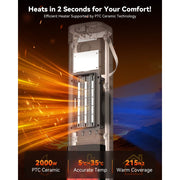Trysworso 2000W Electric Ceramic Heater with 3D Flame, 26''