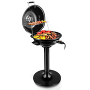 Techwood 1500W Indoor Smokeless Electric Grill and Griddle Set, Nonstick Plates, 6-Level Temperature Control, Turbo Smoke Extractor, Tempered Glass Lid, Red