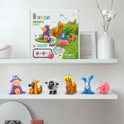 Fat Brain Toys Hey Clay Animals Air Dry Clay Kit with 12 Multi-Colored Cans, 2 Sculpting Tools, Interactive App for Kids and Tweens