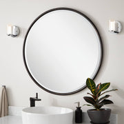 Sobb Round Decorative Vanity Mirror - Black Powder Coat with Gold Gilding
