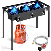 GVDV 3-Burner Propane Camping Stove, Black