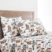 Paseo Road Ranch Life King Bed Sheet Set, 4-Piece, 200TC Cotton, Green White Western Cowboy Design, SS2138-KG-DF