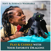 DreamWorks Dragons Toothless Plush Toy, 8 Inch, Black with Embroidered Green Eyes