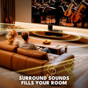 Dammyty Soundbar with Bluetooth 5.4, Wireless Subwoofer, 3D Surround Sound, Adjustable Bass, Multiple Inputs