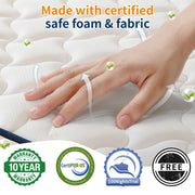 QOFYU Memory Foam Hybrid King Mattress, 12 Inch, Medium Comfort, Cooling Gel Layer, Pillow Top, 870 Pocket Springs, Edge Reinforced, QOFYU King Hybrid 12 Inch