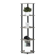 Furinno Turn-N-Tube 5 Tier Corner Bookshelf, French Oak Grey and Black, 11.6 in W x 11.6 in D x 57.7 in H, 99811GYWBK