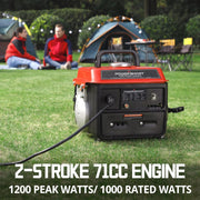 PowerSmart PS50 Gas Fuel Generator 1200W Portable Inverter for Camping Outdoor, Low Noise with AC Outlet