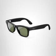 Ray-Ban Meta Wayfarer Large Smart AI Glasses, 12 MP Camera, Open-Ear Speakers, Live Language Translation, Shiny Black, Green Lenses