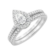 Unique Moments TXR00609 Womens 1 Ctw Lab Grown Diamond Pear Bridal Set in 10K White Gold