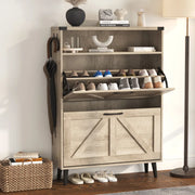 VEANERWOOD J3L310 Shoe Cabinet with 2 Flip Drawers, Gray