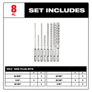 Milwaukee 48-20-7663 MX4 SDS-Plus Carbide Drill Bit Kit (8-Piece)