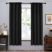 ZOPZO Blackout Curtains Thermal Insulated Room Darkening Drapes Black 42W x 72L Inch Set of 2 5086817491