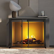 FB Fire Beauty Fireplace Screen with Full-Size Double Hinged Doors, Black Matte Finish