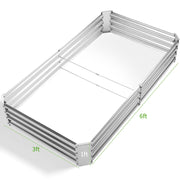 Land Guard Galvanized Steel Raised Garden Bed, 8x4x1ft, Rectangle, Silver