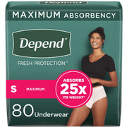 Depend 54196 Fresh Protection Adult Incontinence Underwear for Women, Maximum Absorbency, Small, Blush, 80 Count