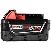 Milwaukee Power Tool Battery M18 Redlithium 5.0Ah 18V with REDLINK Intelligence and Onboard Fuel Gauge 48-11-1850