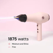L'ange Hair Soleil Professional Hair Dryer, 1875W, 3 Heat Settings, 2 Airflow Speeds, Negative Ion Technology, Blush
