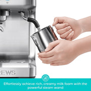 Casabrews Ultra Espresso Machine, Professional 20-Bar Pressure, Adjustable PID Temperature Control, 58mm Commercial Portafilter, LCD Display, Steam Wand, Silver