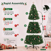 AUOSHI 7.5 FT Prelit Artificial Christmas Tree with 1600 Branch Tips, 380 LED Lights, 11 Lighting Modes, Remote Control, Iron Stand, 24 Ornaments, Gold Tree Topper