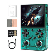 Anbernic RG 35XXPro Handheld Game Console, Linux System, 3.5-Inch IPS Display, Dual Joysticks, WiFi Bluetooth, Transparent Teal