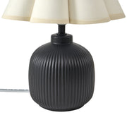 Home Decor Collection Black Ceramic Table Lamp with Off-White Scalloped Shade, 12.5 in, Contemporary Style