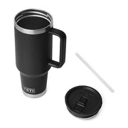 Yeti Rambler 40 oz Travel Straw Mug, Black, Stainless Steel, Leakproof, Vacuum Insulated, Cup Holder Compatible