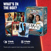 Topps 2025 Chrome Star Wars Value Box, 40 Trading Cards with Autograph Inserts, Chrome Parallels