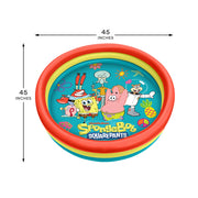 SpongeBob SquarePants 3-Ring Inflatable Kiddie Pool, Portable Round Pool, 4 ft Diameter, 12 in Depth, Outdoor Indoor Use, SBRP300-A