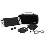 Snakebyte Starter Kit Black, Nintendo Switch 2 Accessory Bundle with Carrying Case, Tempered Glass Screen Protector, Silicone Control Caps, In-Ear Headsets, Padded Joy-Con Grips