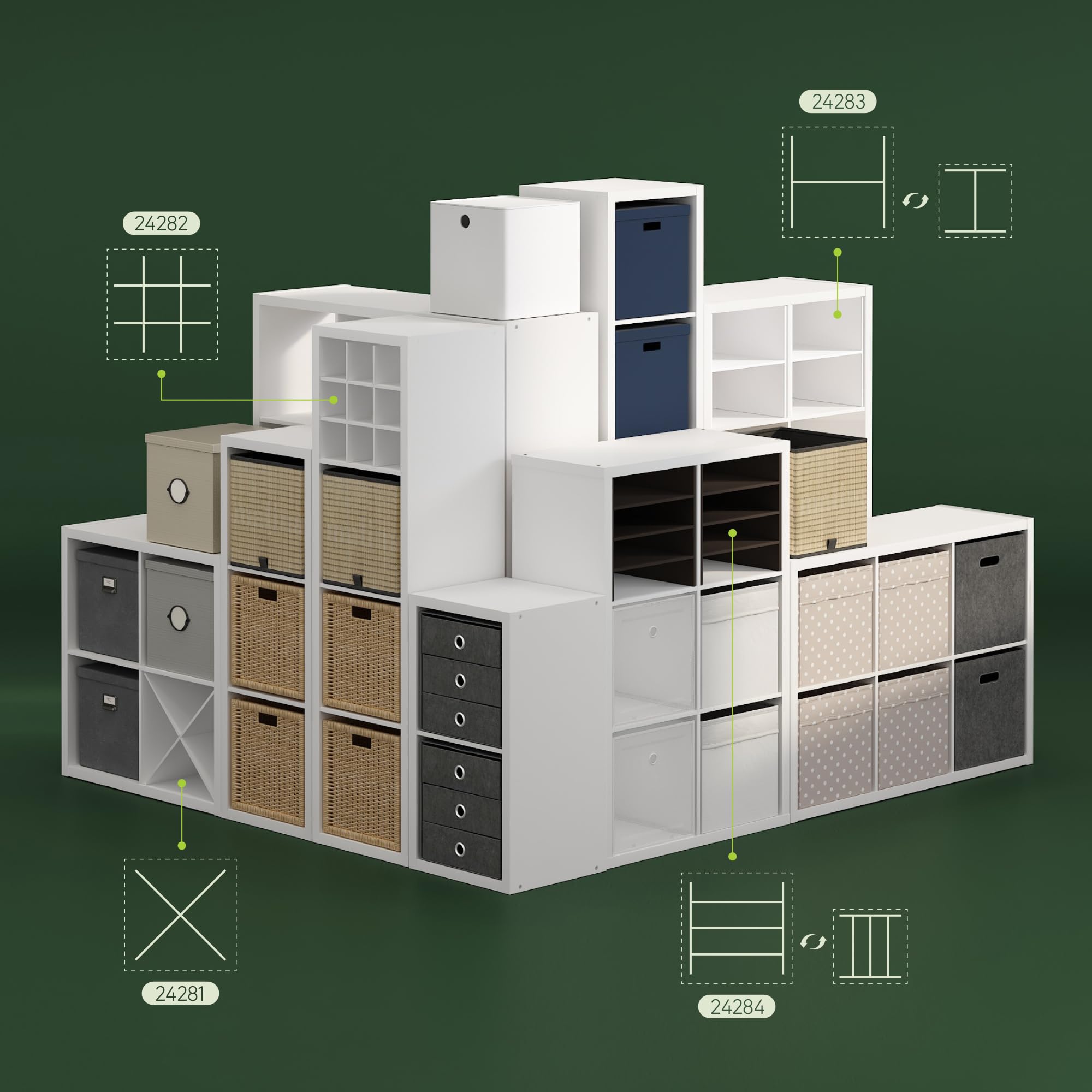 Furinno Cubicle H-Shelf Cube Organizer Insert (Does not fit IKEA Kalla ...