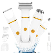 Hoey Electric Bikini Trimmer for Women, 4-in-1 Waterproof Electric Shaver with USB Rechargeable Dock, Facial Hair Remover, Nose Hair Trimmer, Adjustable Combs