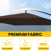 FUNDAZE 8x8ft Square Cantilever Patio Umbrella with Crank, Adjustable Tilt, Heavy-Duty Base, Brown