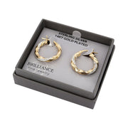 Brilliance Fine Jewelry 14K Gold Plated Sterling Silver Crystal Twisted Round Hoop Earrings, Yellow