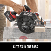 SKIL PWR CORE 20 Brushless 20V Circular Saw Kit, 7-1/4 Inch Blade, 5300 RPM, Cast Aluminum, Electric Brake, Red, CR5440B-10