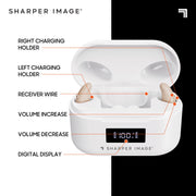 Sharper Image Behind-the-Ear Hearing Aids, Noise Cancelling, Rechargeable, Beige, SI-ARER-950